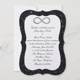 Invitación de Boda Infinito Plateado con Brillo Ne