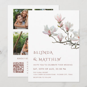 Invitación de boda informal de magnolia de bellas 