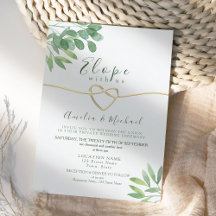 Invitación de boda íntima Greenery Elope