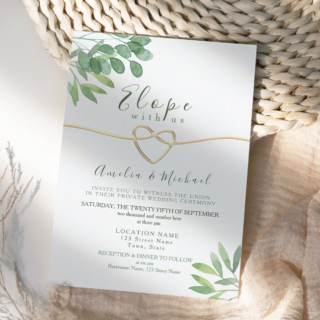 Invitación de boda íntima Greenery Elope (Subido por el creador)
