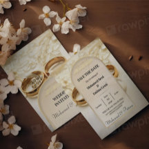 Invitación de boda islámica con anillos de oro ele