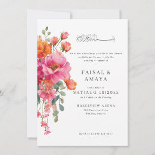 Invitación de boda islámica con flores en acuarela