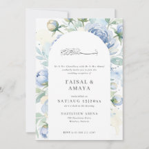 Invitación de boda islámica con flores en acuarela
