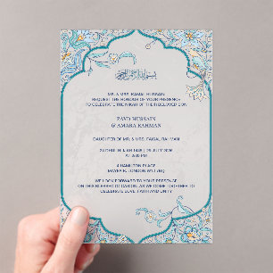 Invitación de boda islámica de acrílico   Semi-tra