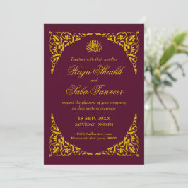 Invitación de boda islámica de Borgoña Profundo