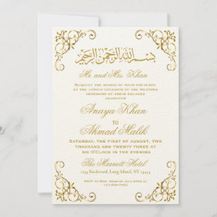 Invitación de boda islámica de oro