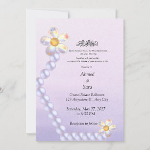 Invitación de Boda Islámica Floral de Vidrio Irisa