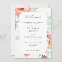 Invitación de boda islámica floral en acuarela