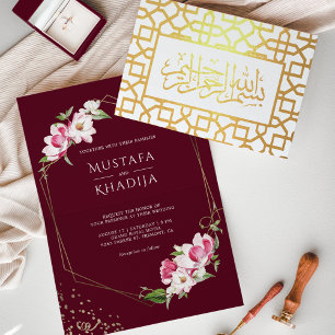Invitación de boda islámica geométrica floral gran