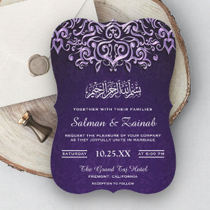 Invitación de boda islámica musulmana de Damasco p