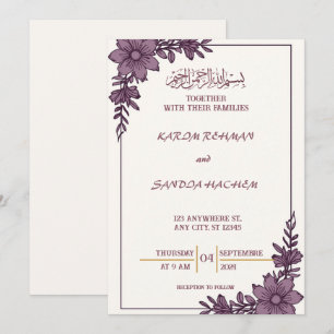 Invitación de boda islámica Nikah azul real