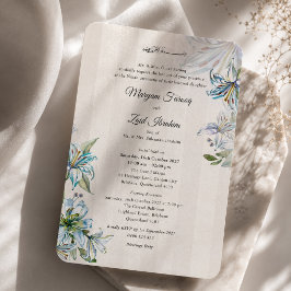 Invitación de boda islámica Nikah Blue Lily elegan