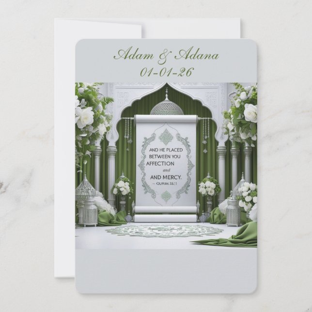 Invitación de boda islámica personalizada (Anverso)