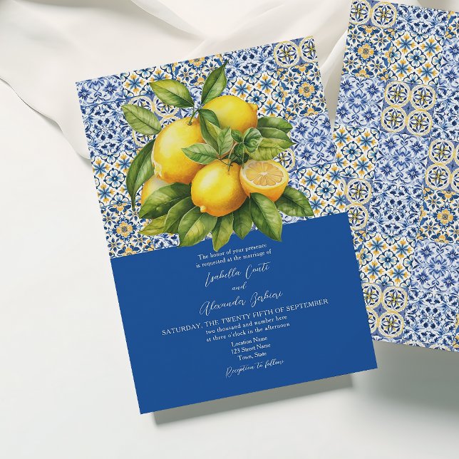 Invitación de Boda Italiano Siciliano Azul con Lim (Subido por el creador)