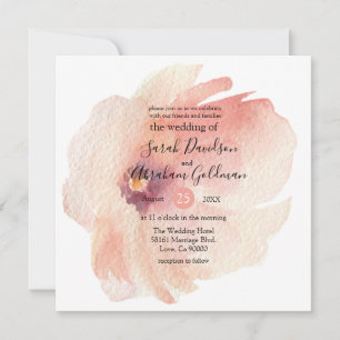 Invitación de boda japonesa con acuarela rosa flor