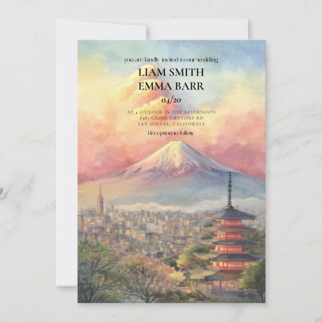Invitación de boda japonesa de Tokio (Anverso)