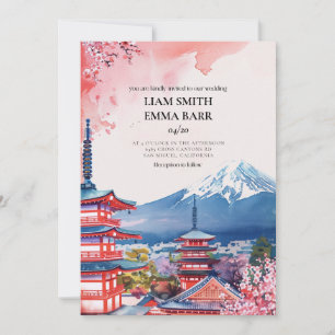 Invitación de boda japonesa Sakura