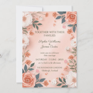 Invitación de boda Jardín de Rosas Melocotón Rubor