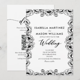 invitación de boda JARDÍN FLORAL FRANCÉS en blanco