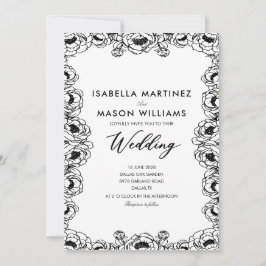 invitación de boda JARDÍN FLORAL FRANCÉS en blanco