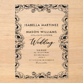 invitación de boda JARDÍN FLORAL FRANCÉS en blanco