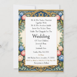 Invitación de boda judía tradicional moderna simpl