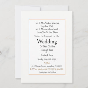 Invitación de boda judía tradicional moderna simpl