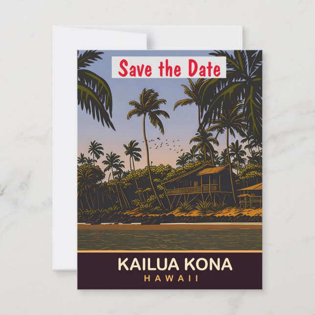Invitación de boda Kailua Kona Hawaii Palms (Anverso)