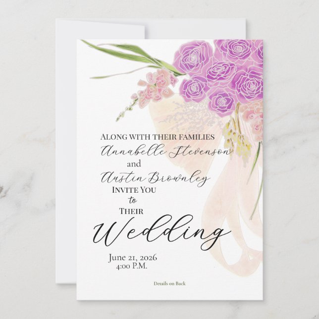 Invitación de boda La Boca Sheer bow Bouquet Weddi (Anverso)