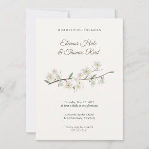 Invitación de boda Lacebark White Blossom