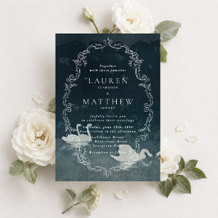 Invitación de boda Lago de los Cisnes con marco vi