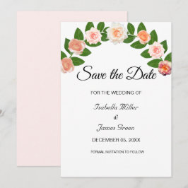 Invitación de boda 'Laurel y Rosas' para guardar l