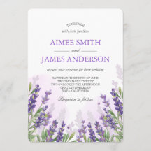 Invitación de boda lavanda rústica elegante floral