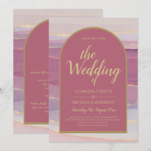 Invitación de boda LeahG Dusty Rose Lavanda Oro
