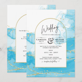 INVITACIÓN de Boda LeahG Turquesa Oro Azul Acuátic