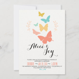 Invitación de boda lesbiana con lienzo de mariposa