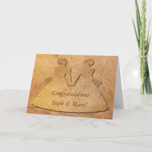 Invitación de boda lesbiana de papel de la novia (Anverso)