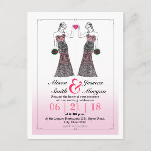 Invitación de boda lesbiana - Novia y novia