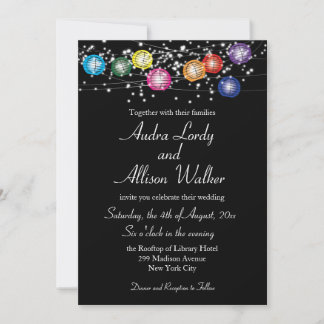 Invitación de boda lésbica gay Luces de Lanterna A