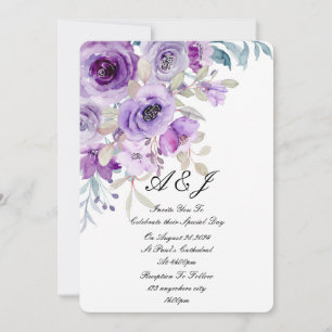 invitación de boda lila morada bonita