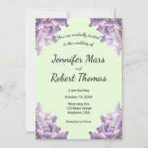 Invitación de Boda Lila y Verde Salvia Claro