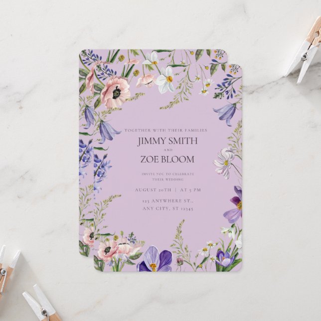 Invitación de boda lilac (Anverso/Reverso In Situ)