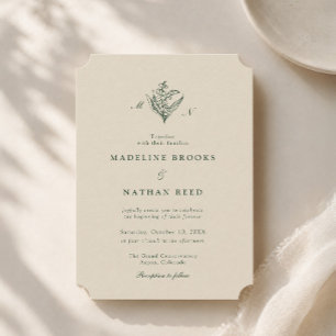 Invitación de boda Lily of the Valley verde oscuro