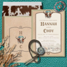 Invitación de boda Longhorn Western Wrangler