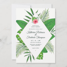 Invitación de boda Luau hawaiano acuarela