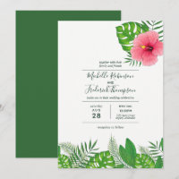 Invitación de boda Luau hawaiano acuarela