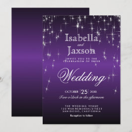 Invitación de Boda Luces de Estrella Moradas Elega