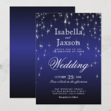 Invitación de Boda Luces de Estrellas Azul Oscuro 