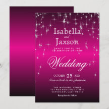 Invitación de Boda Luces de Estrellas Rosa Brillan
