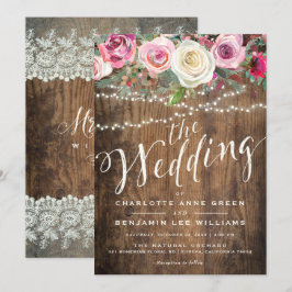 INVITACIÓN DE BODA| Luces florales de madera rústi